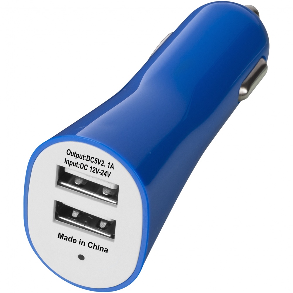 Logo trade promotional products image of: Pole dual car adapter, blue