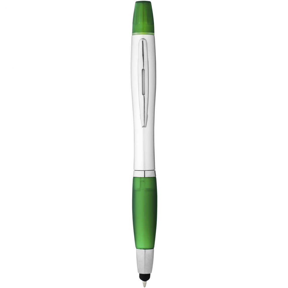 Logo trade corporate gift photo of: Nash stylus ballpoint pen and highlighter, green