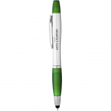 Logo trade promotional product photo of: Nash stylus ballpoint pen and highlighter, green