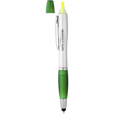 Logo trade advertising products picture of: Nash stylus ballpoint pen and highlighter, green