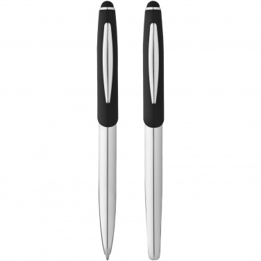 Logo trade promotional giveaways image of: Geneva stylus ballpoint pen and rollerball pen gift, black