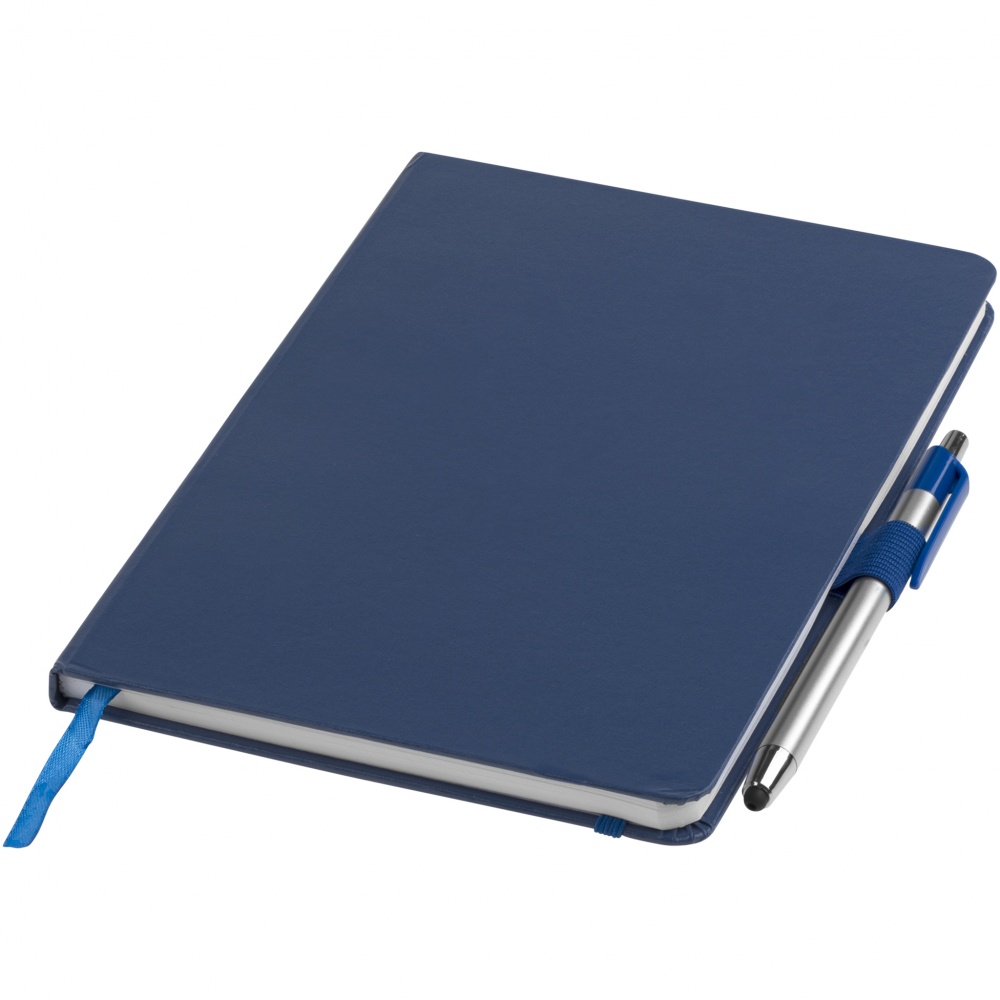 Logo trade business gift photo of: Crown A5 Notebook and stylus ballpoint Pen, dark blue