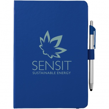 Logo trade business gifts image of: Crown A5 Notebook and stylus ballpoint Pen, dark blue