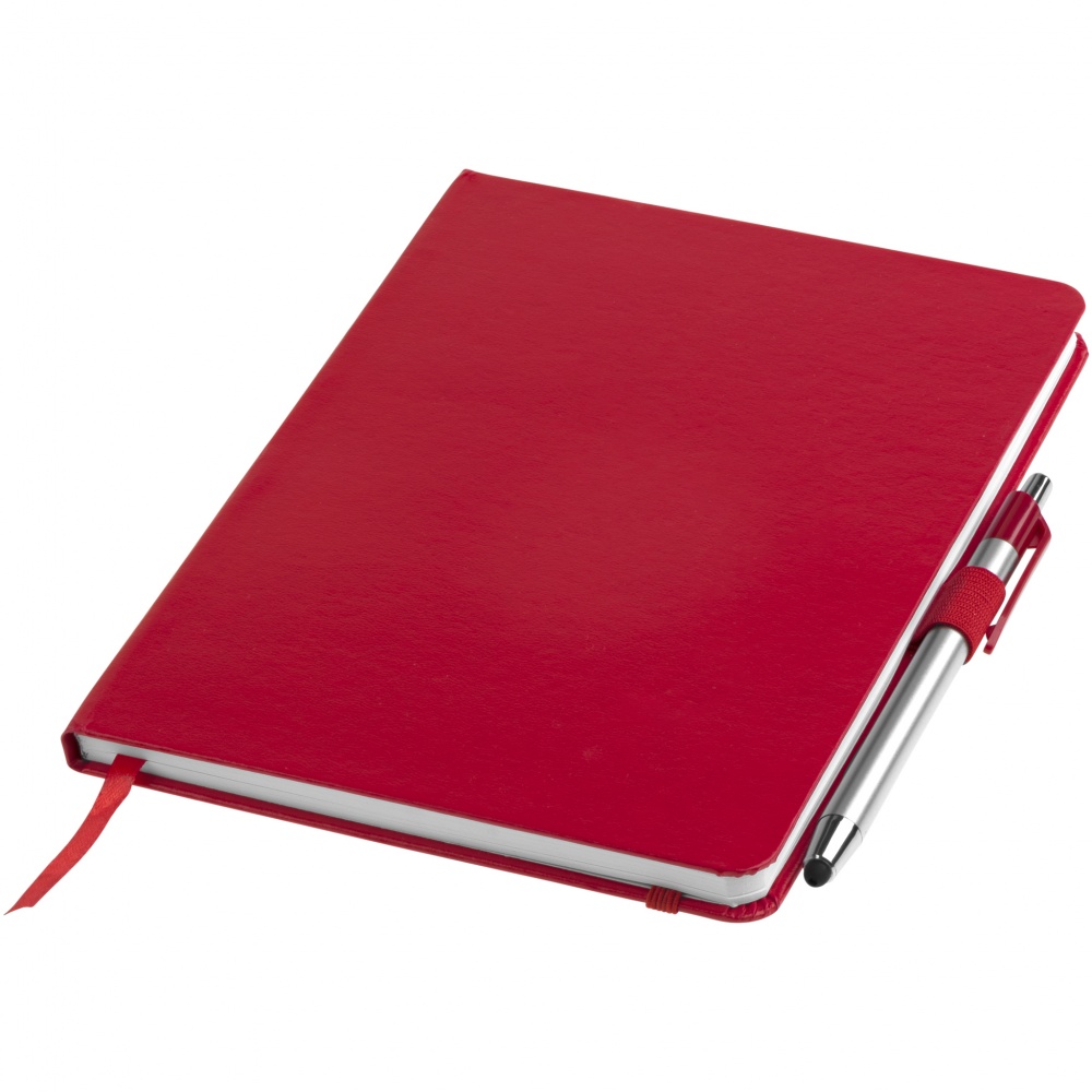 Logo trade promotional giveaways picture of: Crown A5 Notebook and stylus ballpoint Pen, red