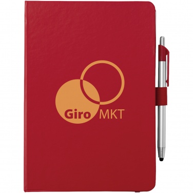 Logo trade business gifts image of: Crown A5 Notebook and stylus ballpoint Pen, red