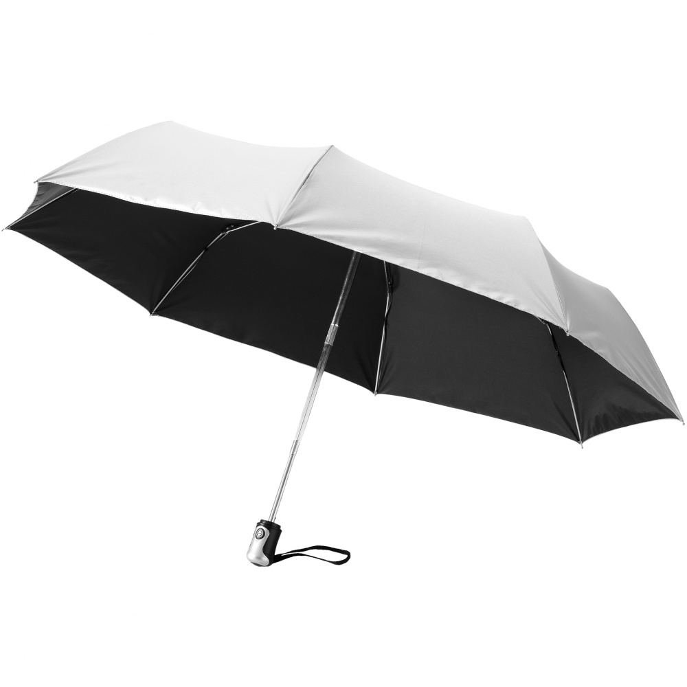 Logo trade promotional gift photo of: 21.5" Alex 3-Section auto open and close umbrella, silver