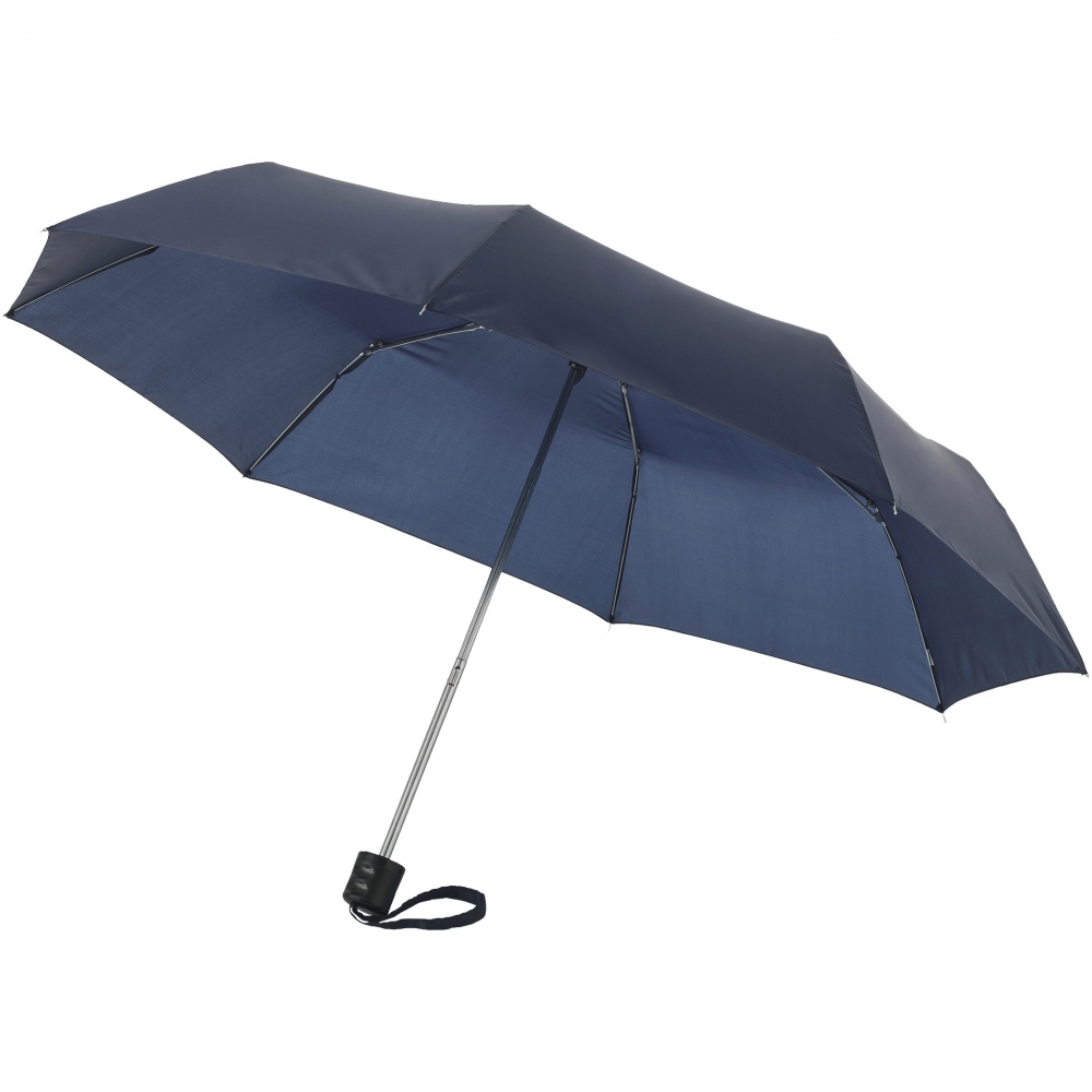 Logo trade promotional product photo of: 21,5'' 3-section Ida Umbrella, navy blue