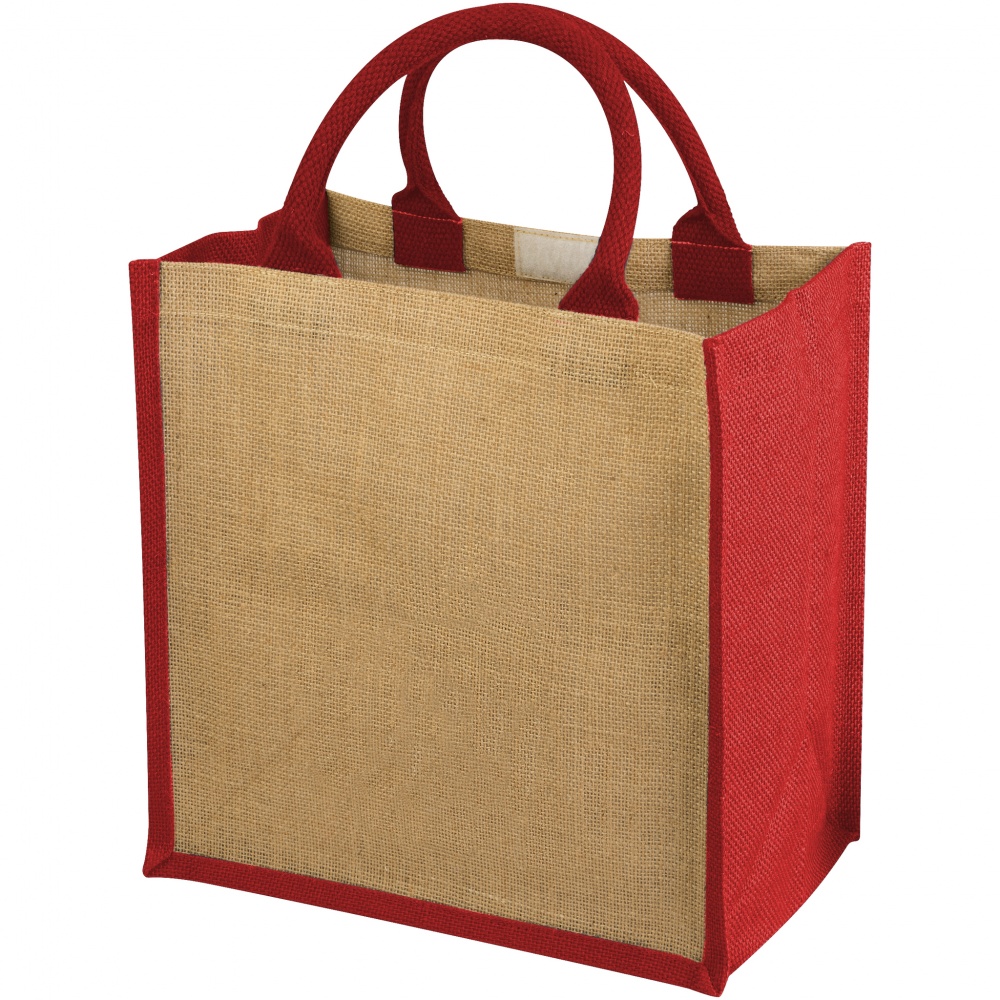 Logo trade promotional giveaway photo of: Chennai jute gift tote, red