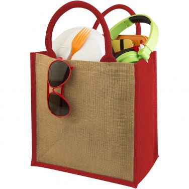 Logo trade corporate gifts image of: Chennai jute gift tote, red