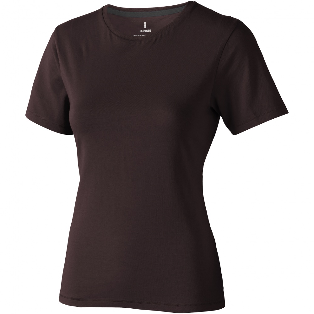 Logo trade promotional merchandise image of: Nanaimo short sleeve ladies T-shirt, dark brown