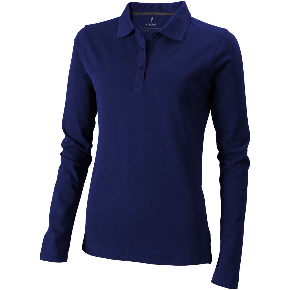 Logo trade promotional items image of: Oakville long sleeve ladies polo navy