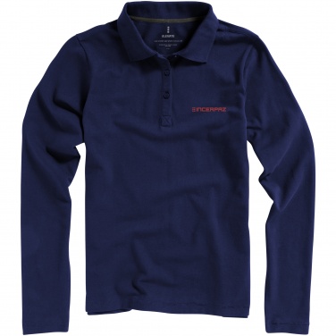 Logo trade corporate gifts image of: Oakville long sleeve ladies polo navy