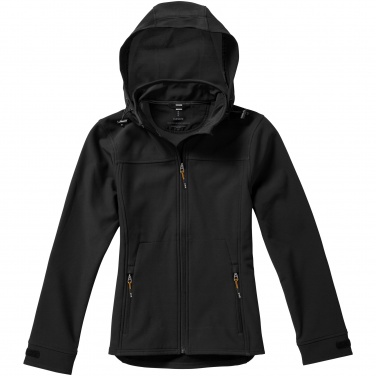 Logo trade promotional giveaways image of: Langley softshell ladies jacket, black