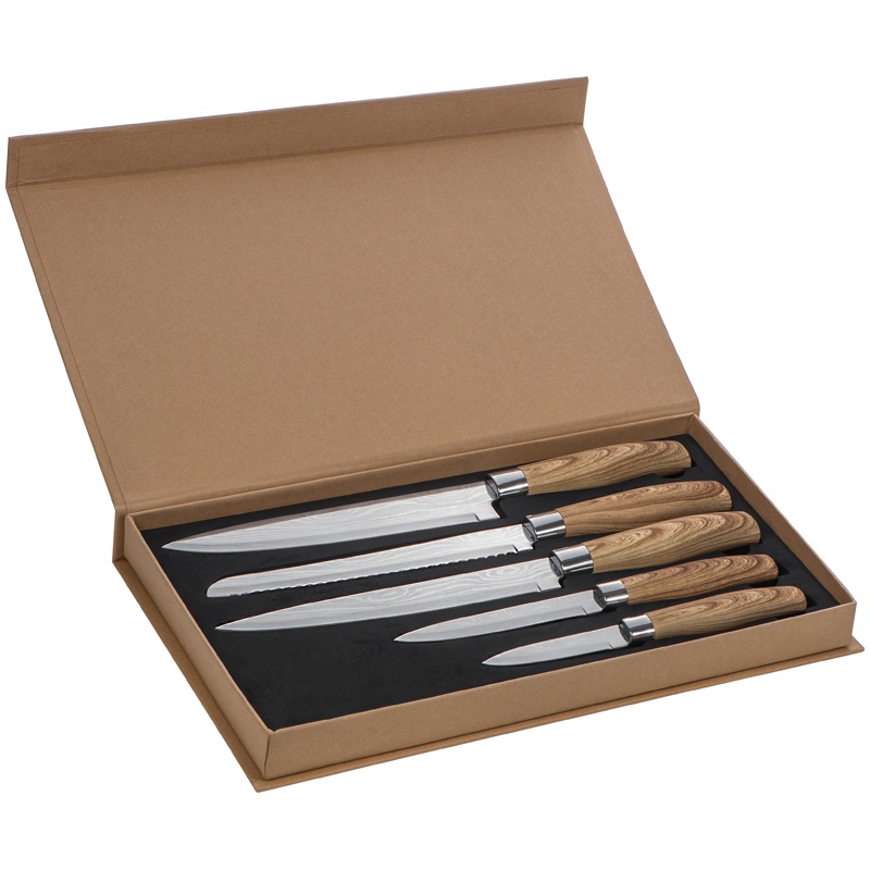 Logotrade promotional merchandise photo of: Set of 5 knives, brown