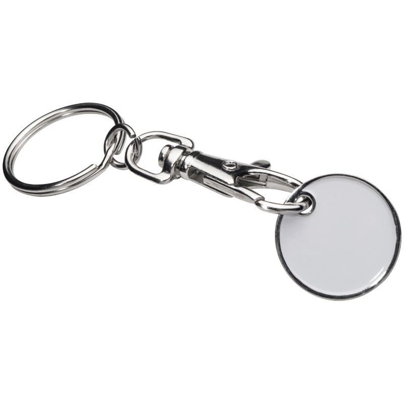 Logo trade corporate gift photo of: Keyring with shopping coin, white