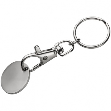 Logo trade promotional item photo of: Keyring with shopping coin, white