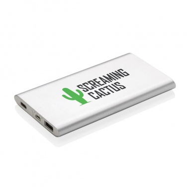 Logo trade promotional products image of: 4.000 mAh type C powerbank, silver