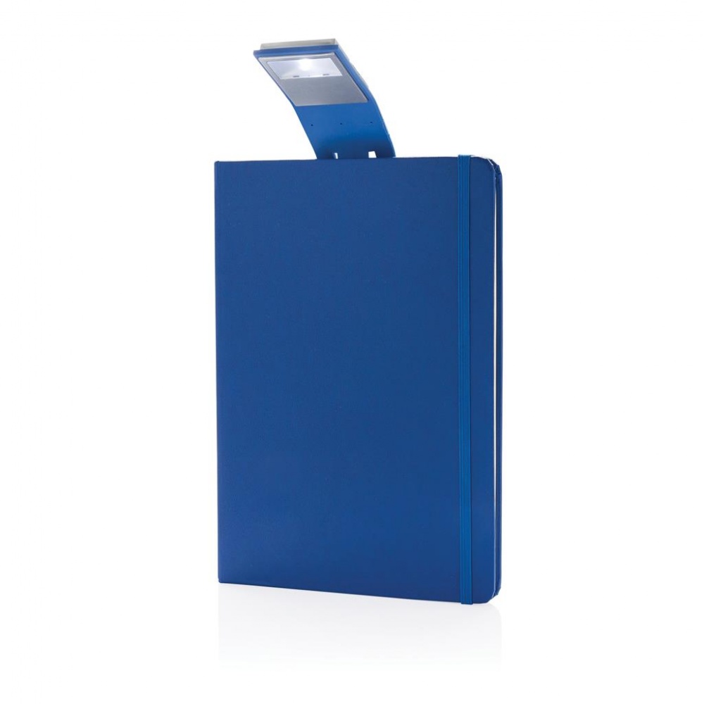 Logotrade promotional giveaway image of: A5 Notebook & LED bookmark, blue