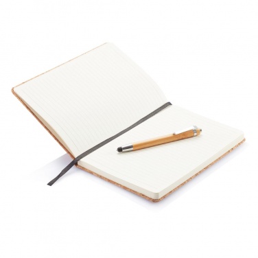 Logotrade business gift image of: A5 notebook with bamboo pen including stylus, brown