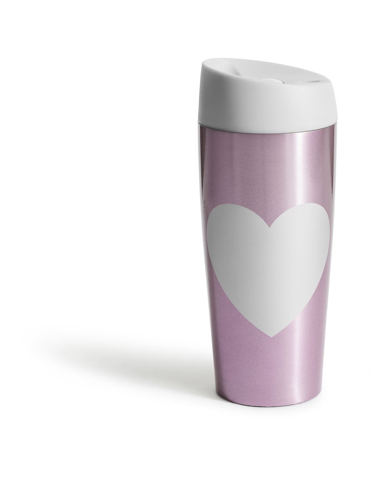 Logo trade business gift photo of: Car mug with lockable pressure function 400 ml heart, pink