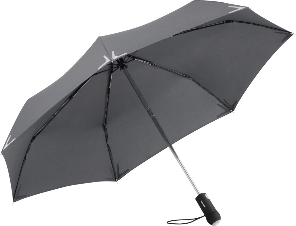 Logo trade promotional item photo of: AOC mini umbrella Safebrella® LED 5471, Grey