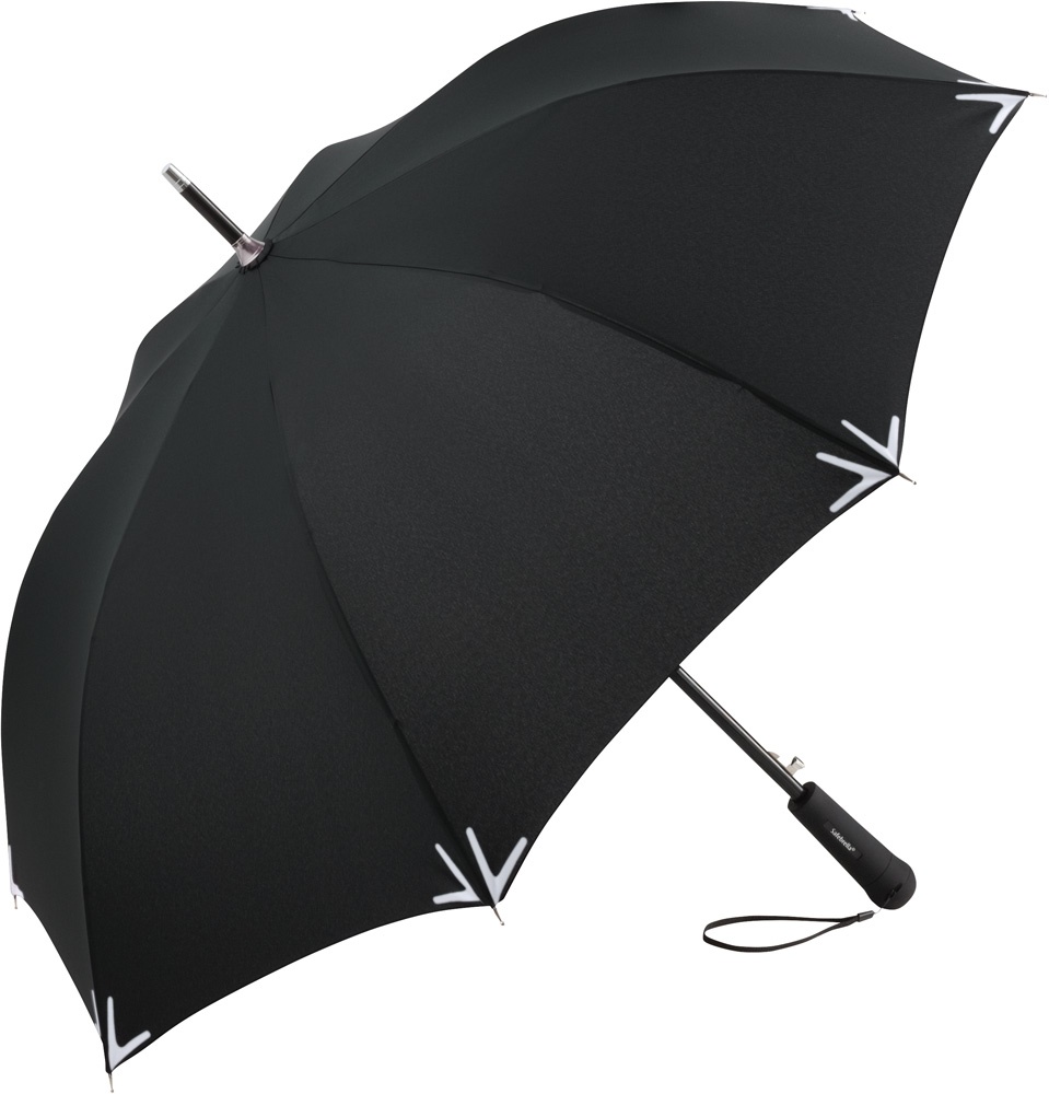 Logo trade promotional giveaways image of: AC regular umbrella Safebrella® LED, Black