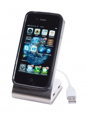 Logotrade promotional product picture of: Phone holder with USB Hub, Database, silver/black