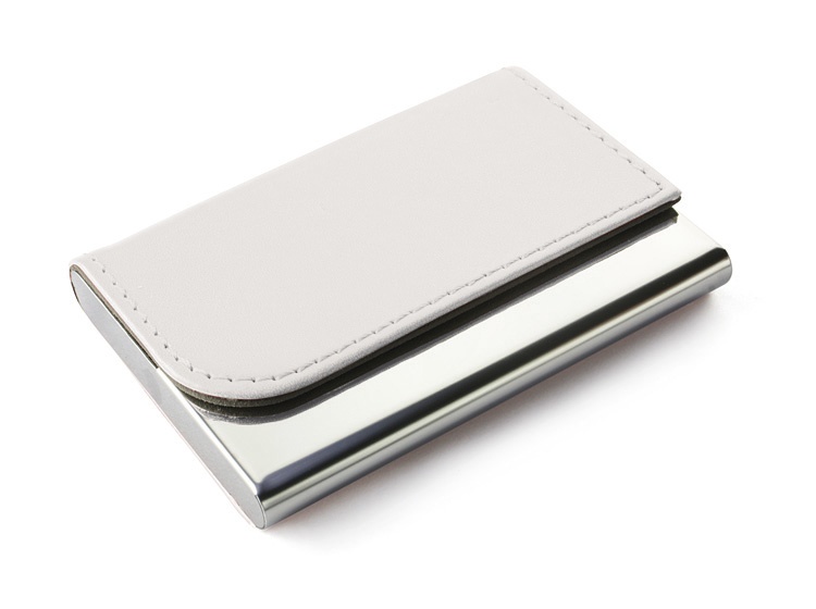 Logo trade corporate gifts image of: Business card holder TIVAT, White