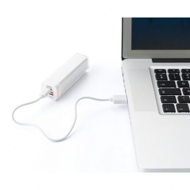 Logo trade promotional merchandise picture of: Power bank 2200 mAh, White