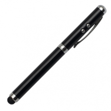 Logo trade business gifts image of: Supreme ballpen with laser pointer - 4 in 1, black