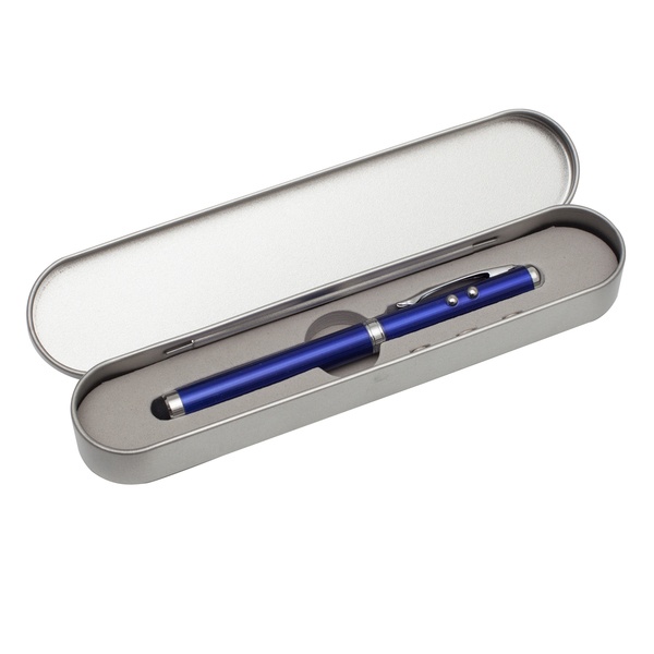 Logo trade promotional gifts image of: Supreme ballpen with laser pointer - 4 in 1, blue