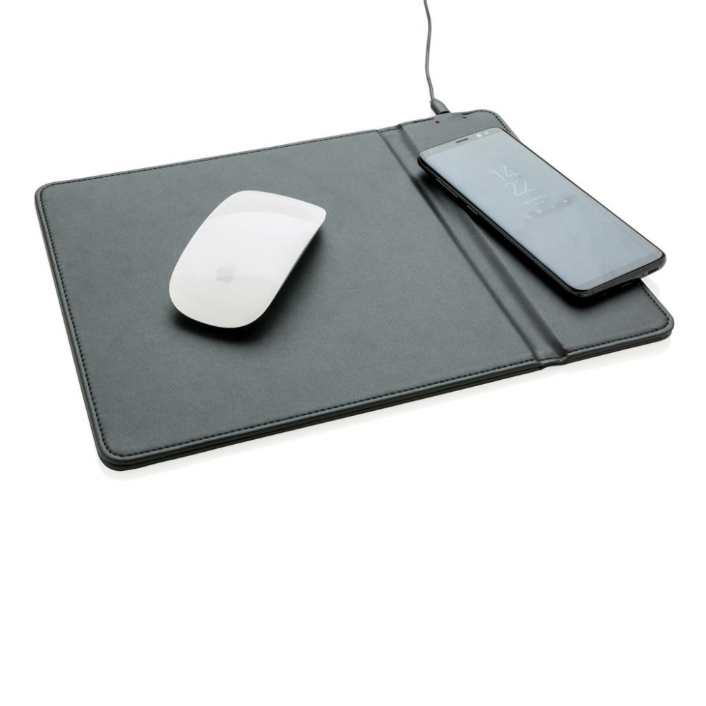 Logo trade promotional gift photo of: Mousepad with 5W wireless charging, black