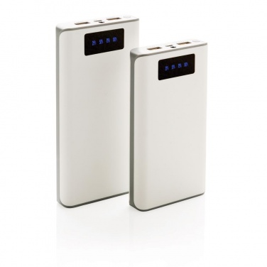 Logo trade corporate gifts image of: 10.000 mAh powerbank with display, white