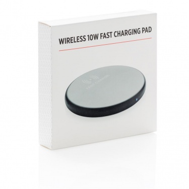 Logo trade promotional merchandise picture of: Wireless 10W fast charging pad, black