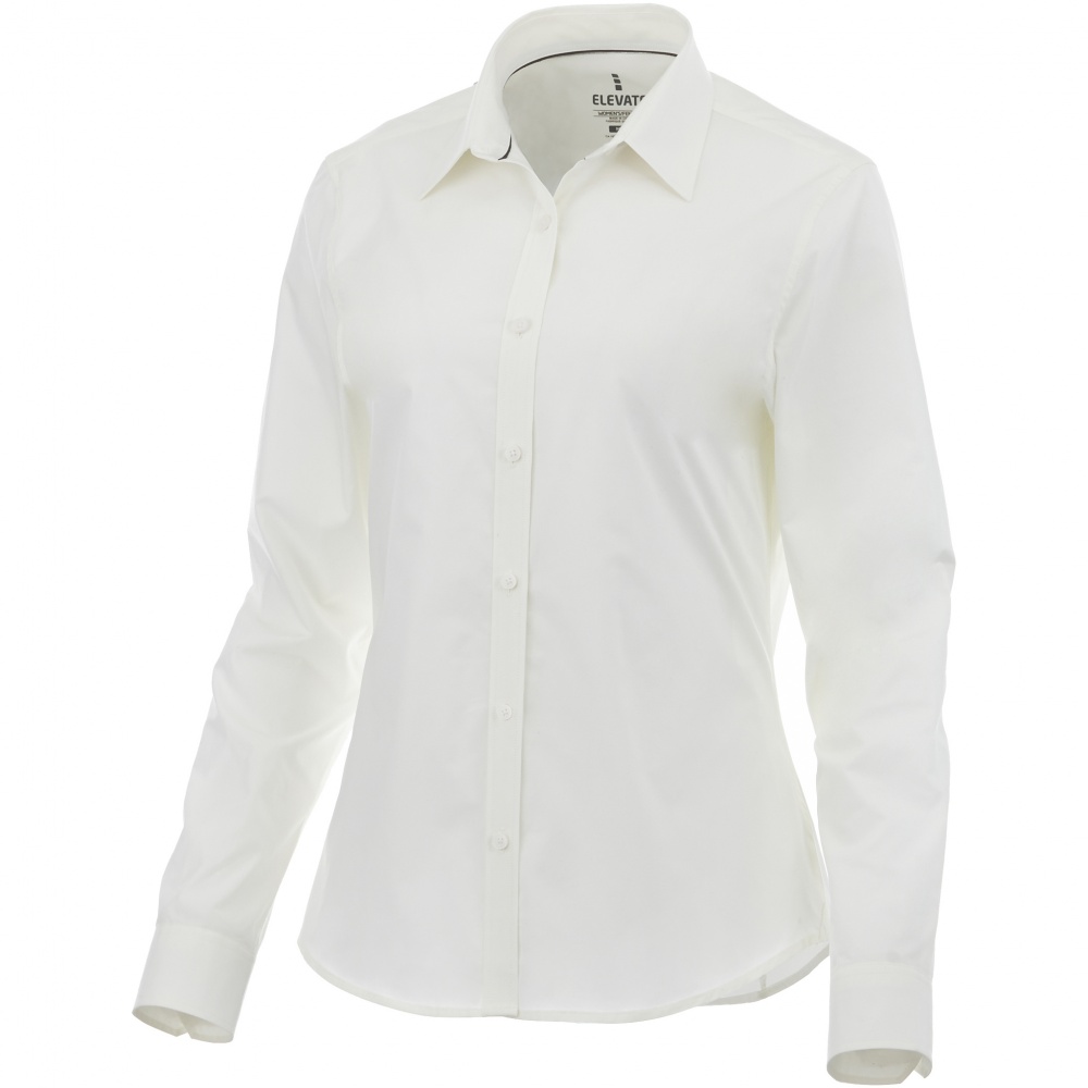 Logo trade promotional merchandise image of: Hamell long sleeve ladies shirt, white