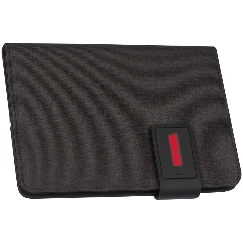 Logotrade promotional merchandise picture of: DIN A5 notebook with integrated LED light and powerbank, Red