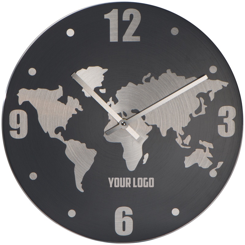 Logo trade promotional giveaways picture of: Aluminium wall clock, grey/black