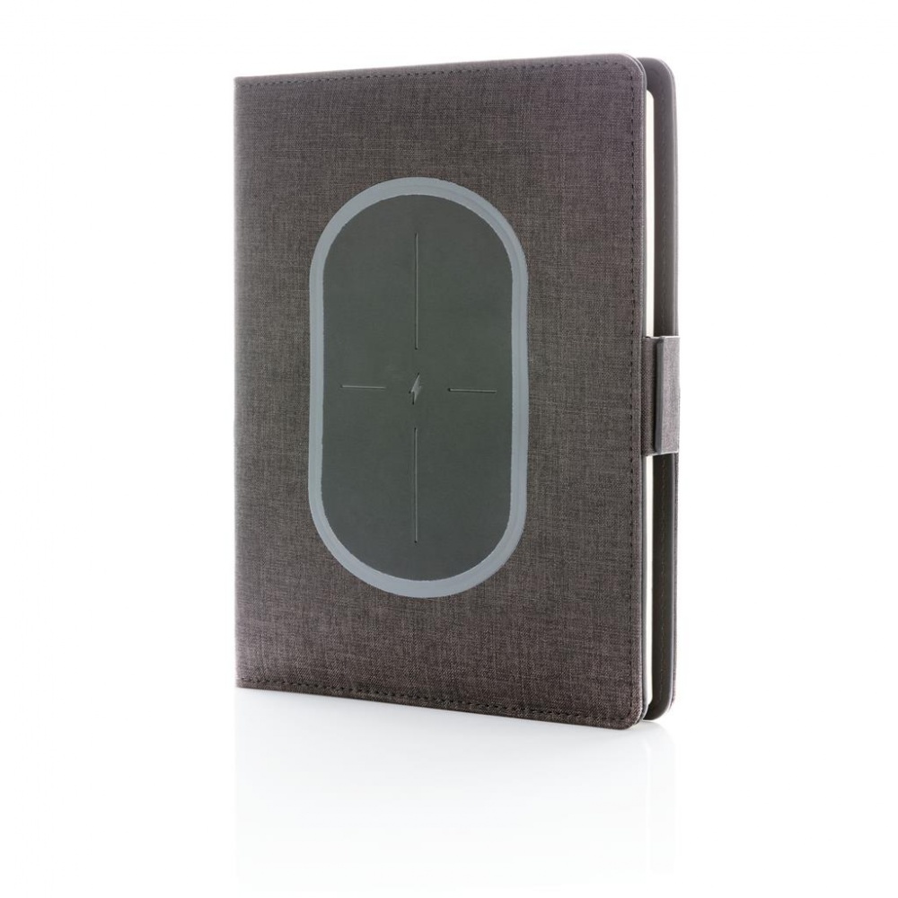 Logo trade promotional gift photo of: Air wireless charging notebook cover A5, black
