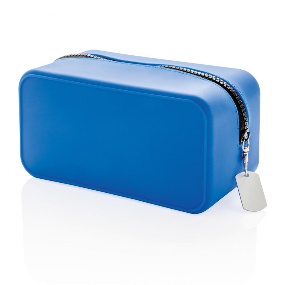 Logo trade corporate gifts image of: Leak proof silicon toiletry bag, blue