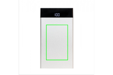 Logotrade promotional merchandise image of: 6.000 mAh flat powerbank digital display, Silver