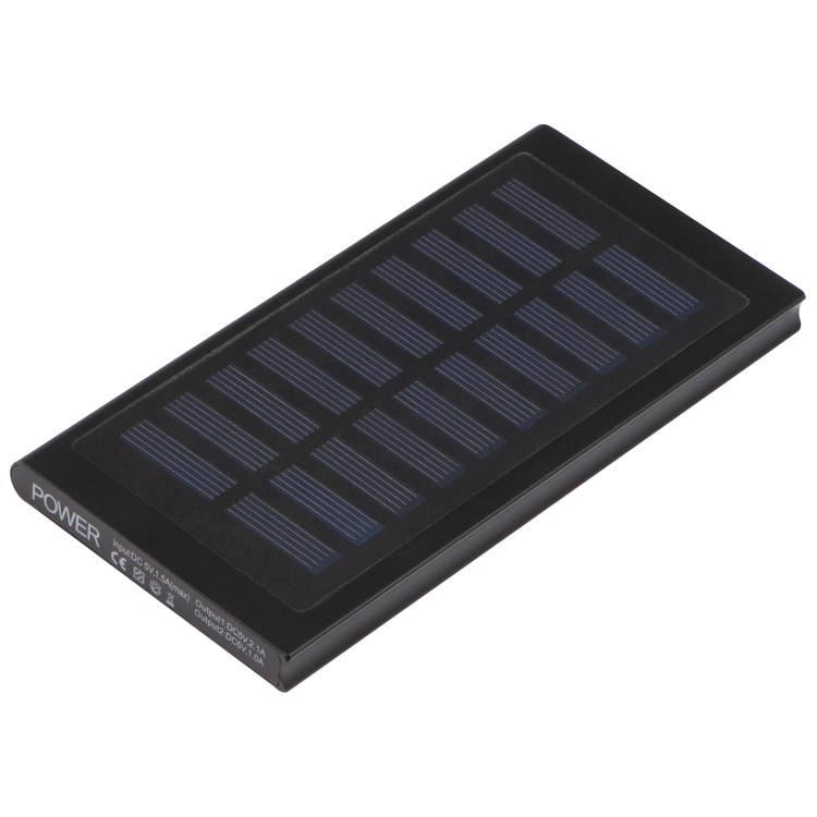 Logotrade promotional merchandise photo of: Solar powerbank - 8000 mAh, black