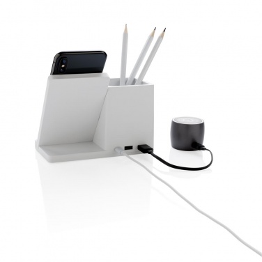 Logo trade corporate gifts image of: Ontario 5W wireless charger with pen holder, white