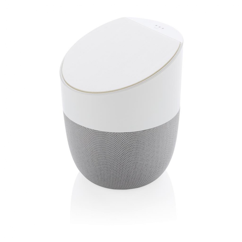 Logo trade promotional gifts image of: Home speaker with wireless charger, white