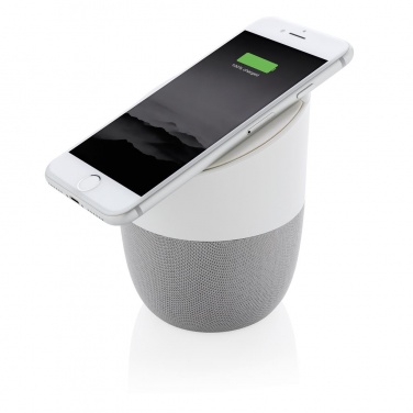 Logo trade business gift photo of: Home speaker with wireless charger, white
