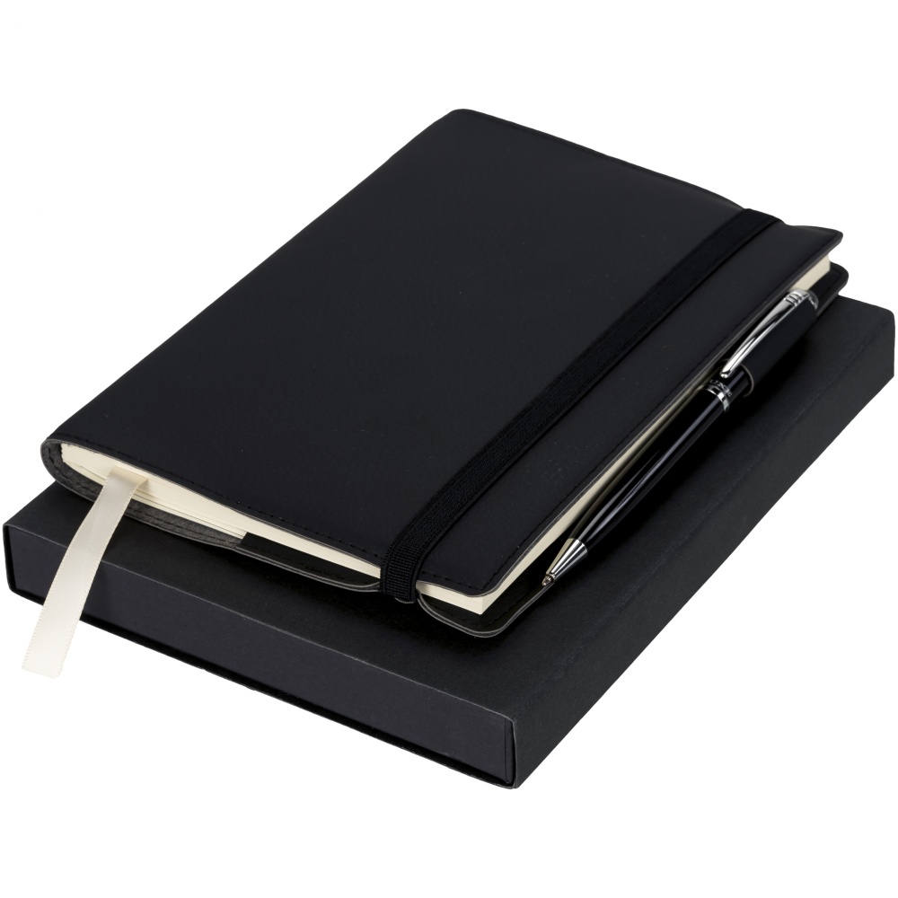 Logo trade promotional giveaway photo of: Notebook with Pen Gift Set, black