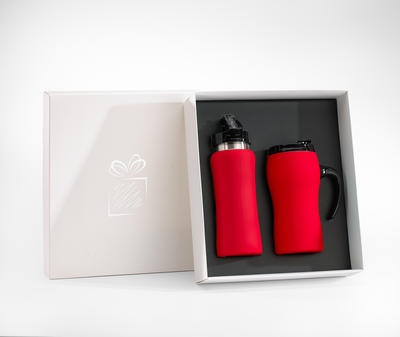 Logotrade promotional gifts photo of: THERMAL MUG & WATER BOTTLE SET, red