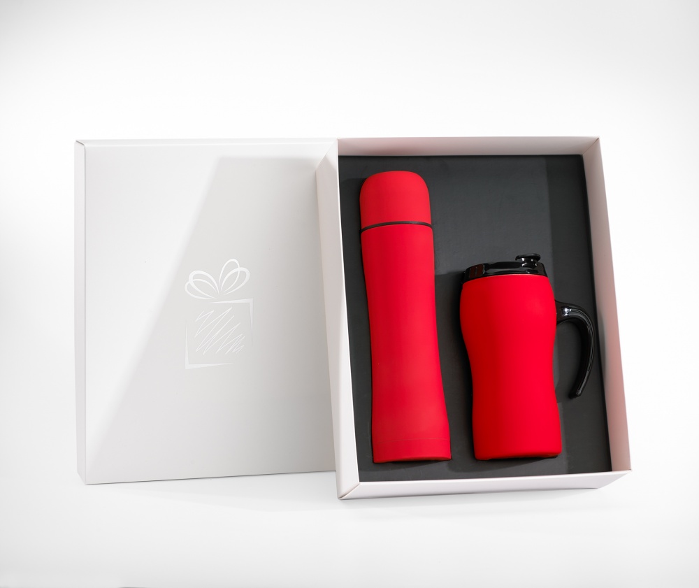 Logotrade promotional gift picture of: THERMAL MUG & THERMOS SET, red
