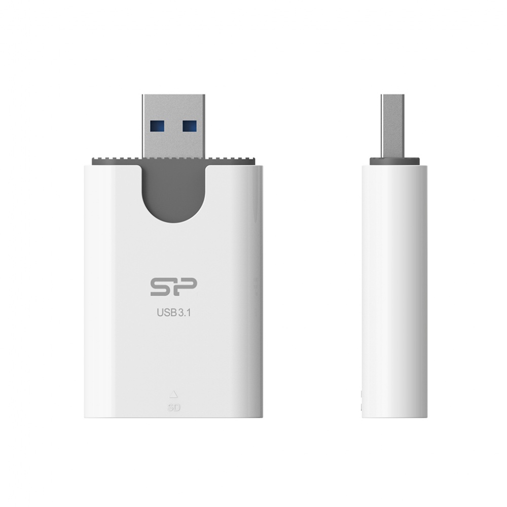Logotrade promotional product image of: MicroSD and SD card reader Silicon Power Combo 3.1, White