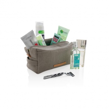 Logo trade corporate gift photo of: Canvas toiletry bag PVC free, grey