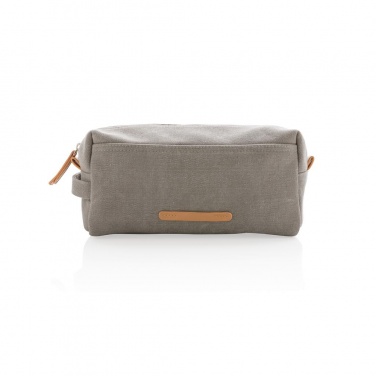Logo trade promotional items image of: Canvas toiletry bag PVC free, grey